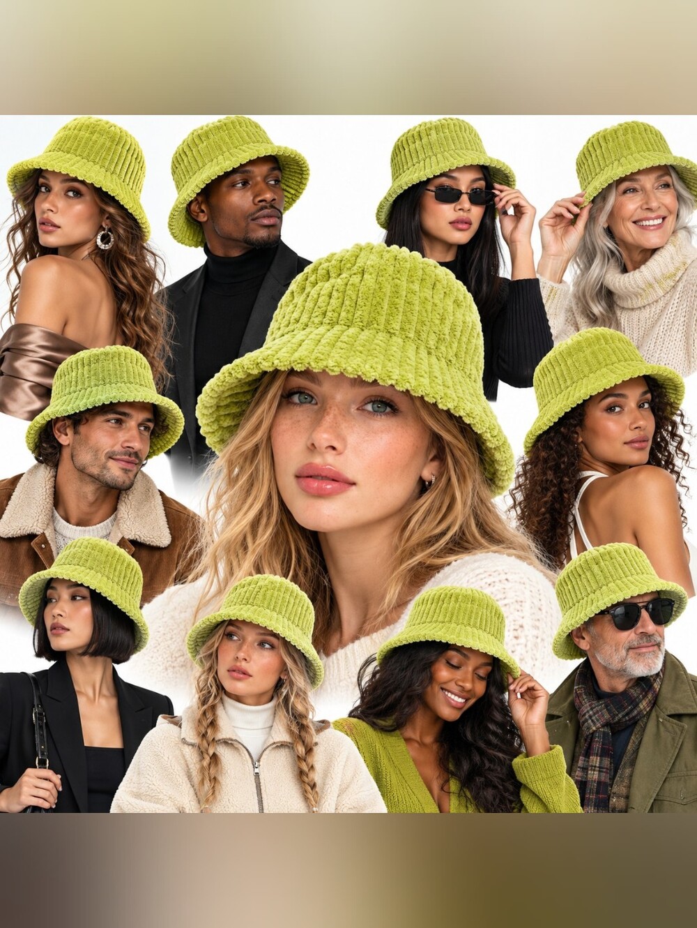 Nwt Wild Fable Green Wide Wale Corduroy Bucket Hat Adjustable Lightweight Velvet